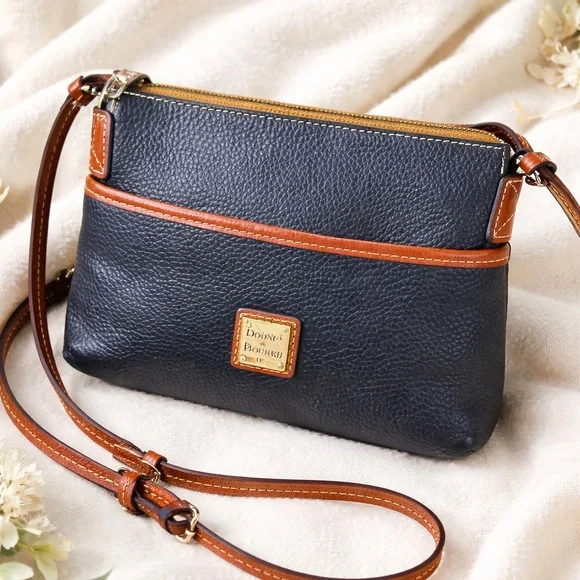 Dooney & Bourke Black and Tan Crossbody Bag - Picture 1 of 8